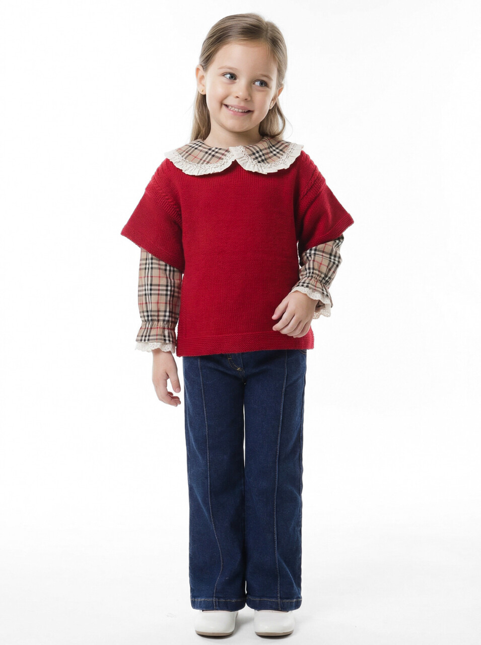 Kız Çocuk 3'lu Alt Üst Takım 3-7 Yaş 4777 Kırmızı - 1