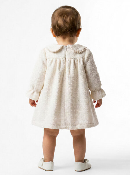 Kız Çocuk Elbise 3-12 Ay 4712 Ekru - 2