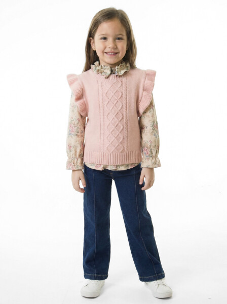 Kız Çocuk 3'lu Alt Üst Takım 3-7 Yaş 4774 Pembe - Top Girl