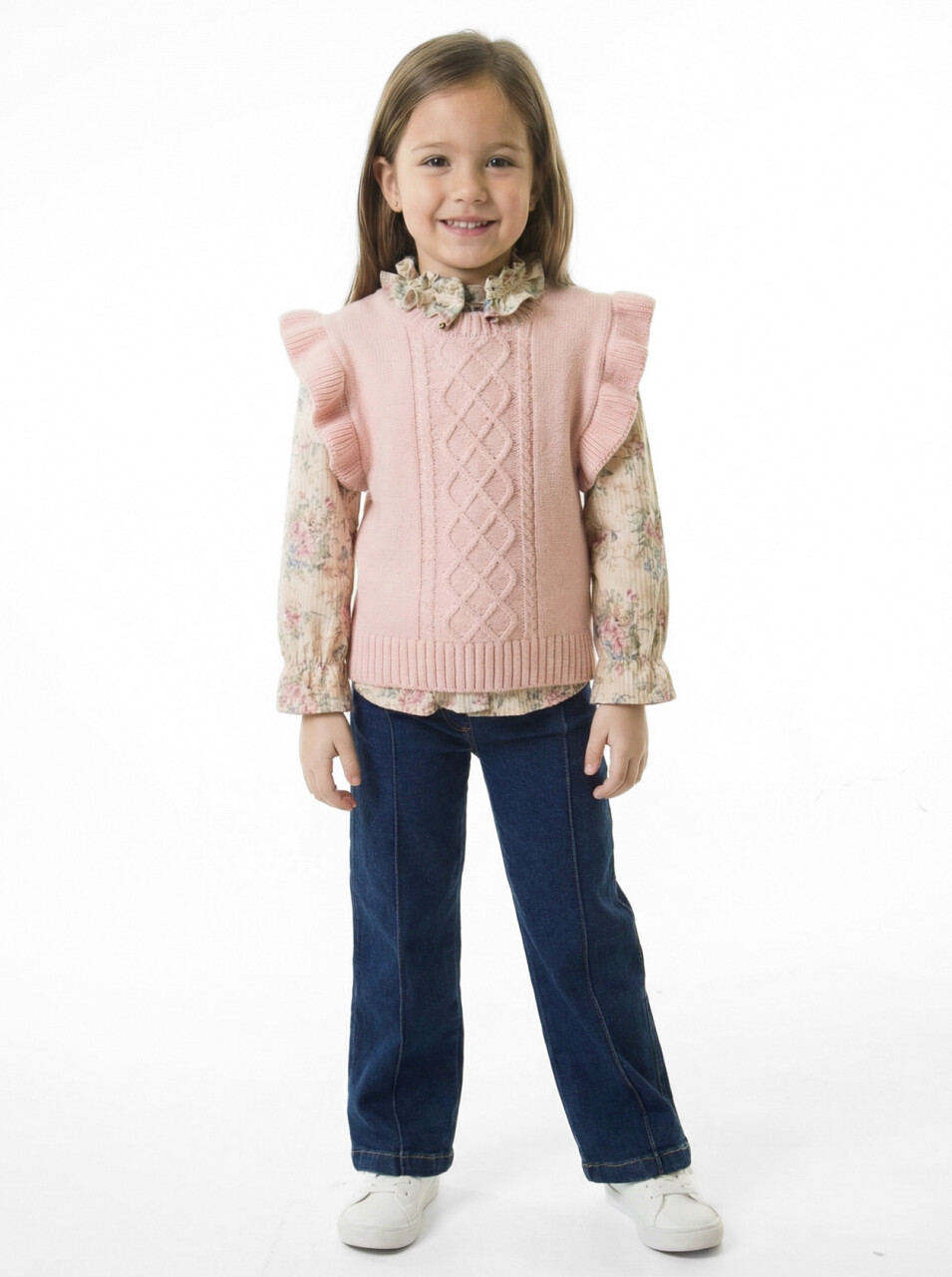 Kız Çocuk 3'lu Alt Üst Takım 3-7 Yaş 4774 Pembe - 1