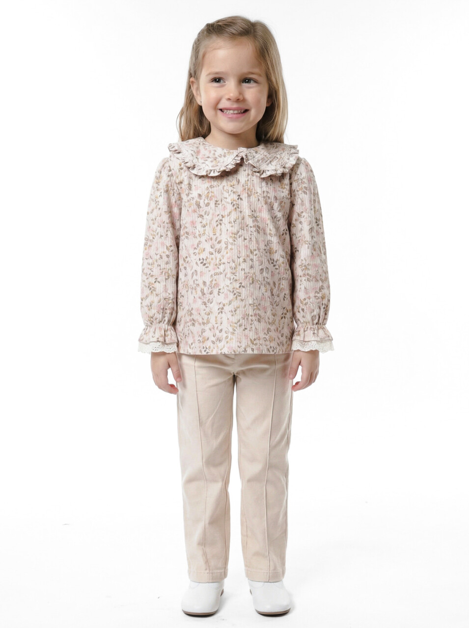 Kız Çocuk Elbise 3-7 Yaş 4756 Bej - 3