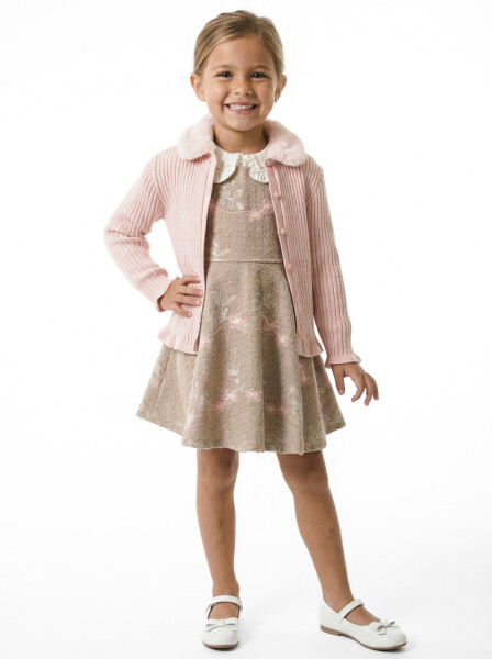 Kız Çocuk Elbise 3-7 Yaş 4772 Pembe - 1