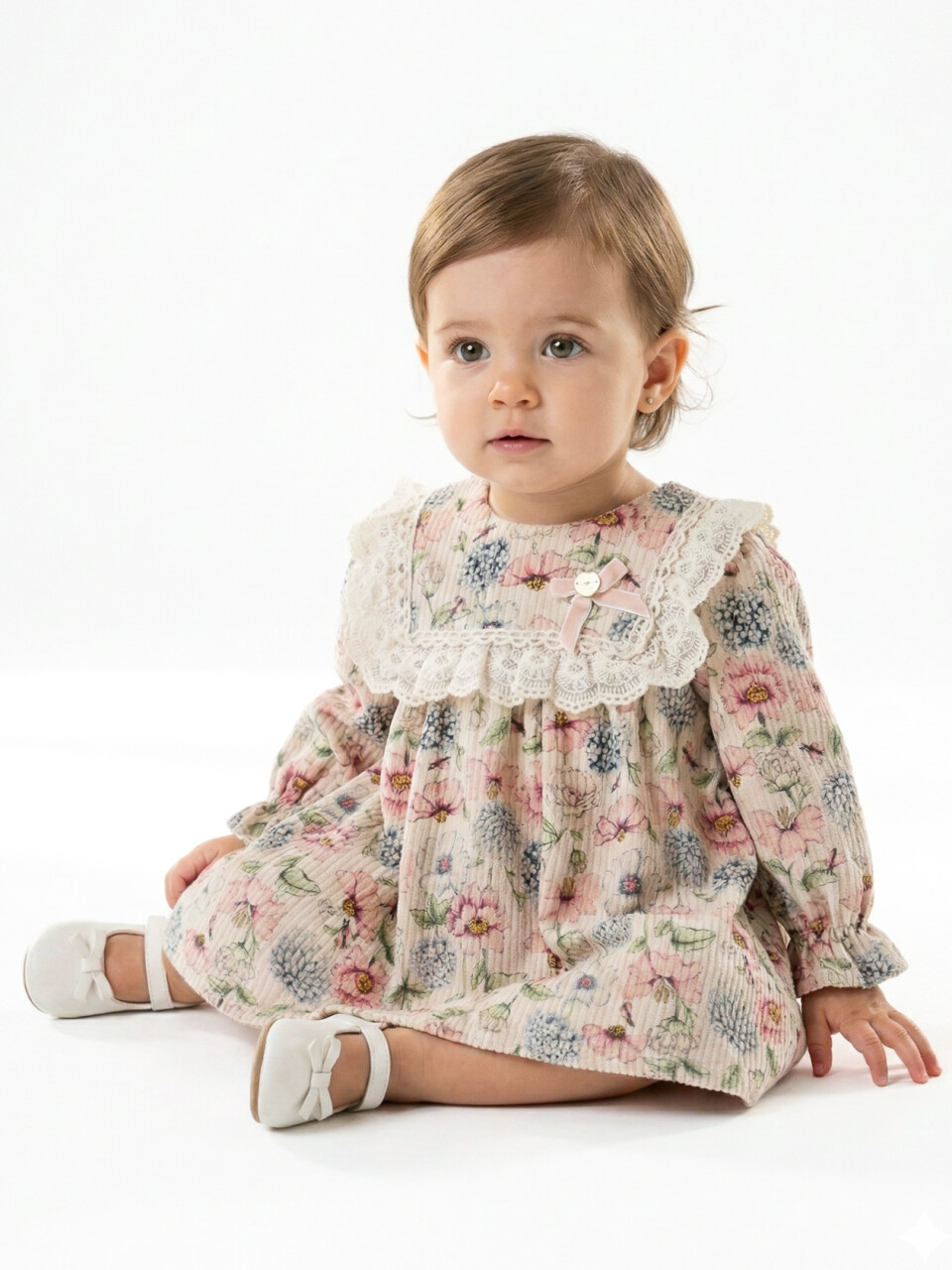 Kız Çocuk Elbise 3-12 Ay 4855 Çiçekli - 1