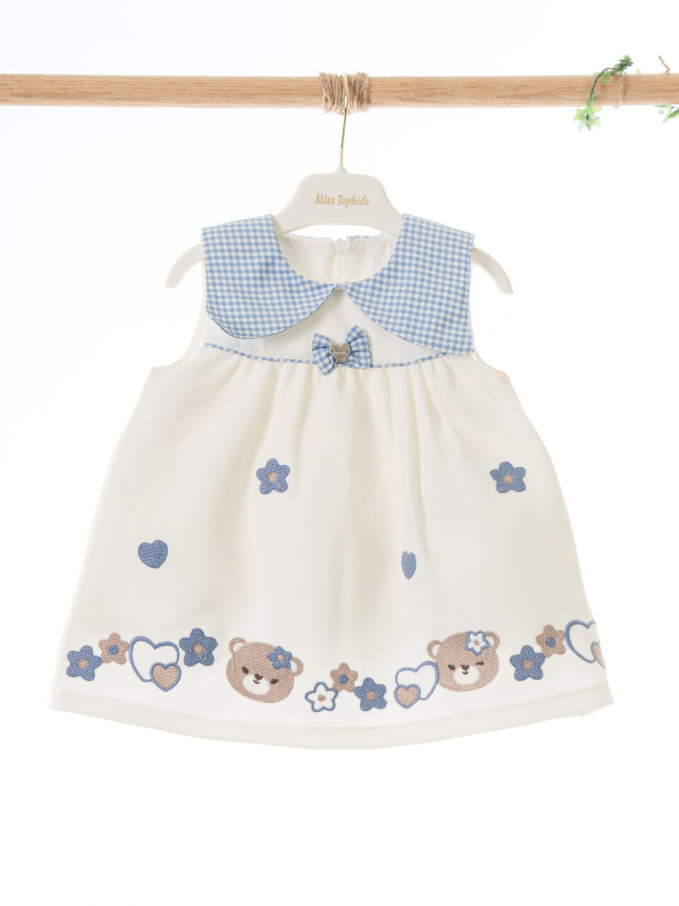 Külotlu Kız Çocuk Elbise 3-12 Ay 5105 Ekru - Mavi - 3