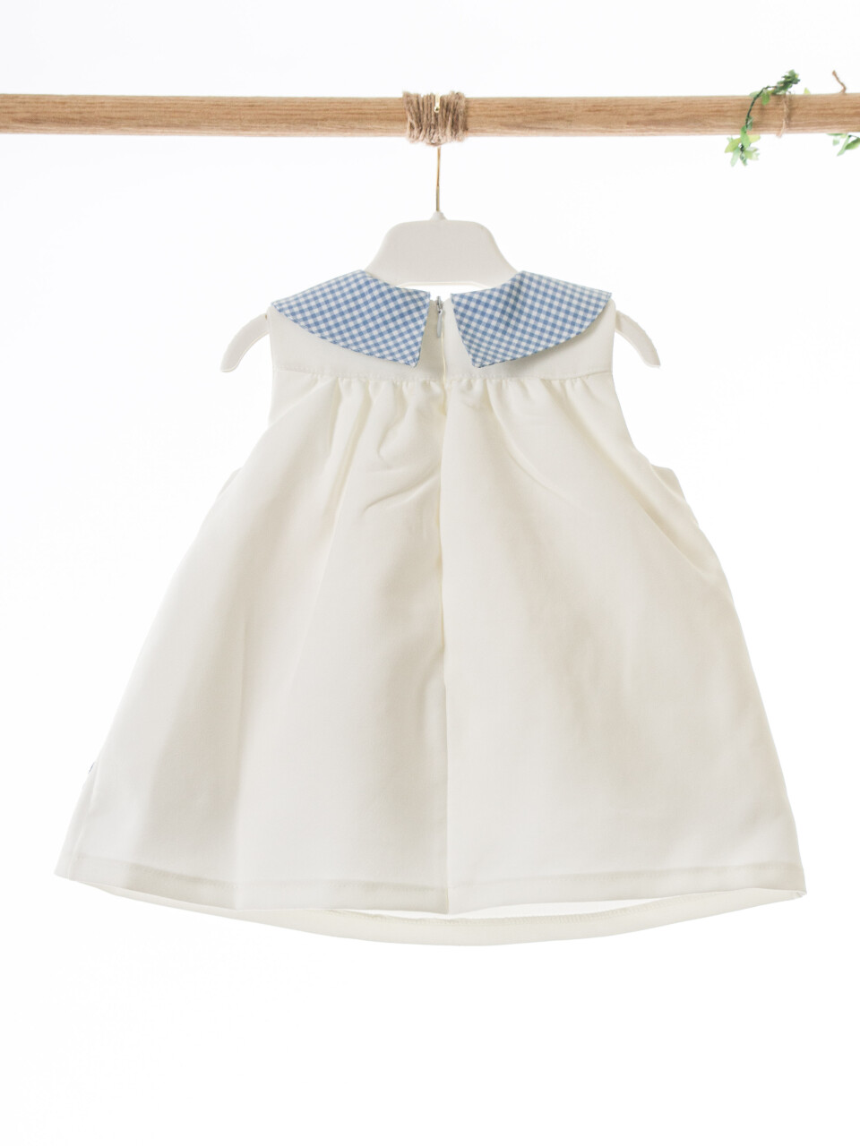 Külotlu Kız Çocuk Elbise 3-12 Ay 5105 Ekru - Mavi - 4