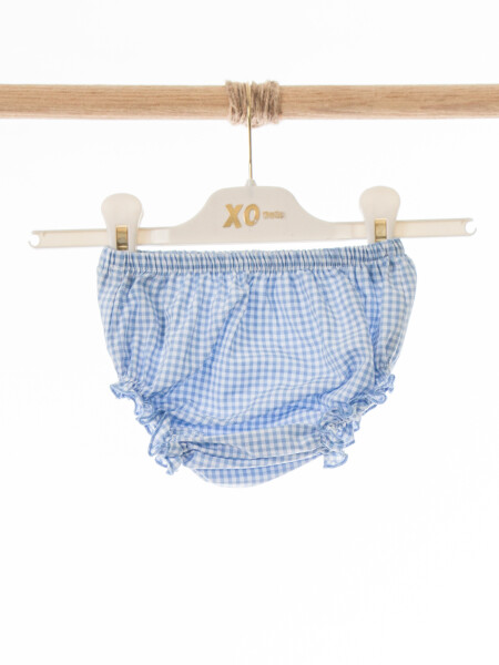 Külotlu Kız Çocuk Elbise 3-12 Ay 5105 Ekru - Mavi - 5