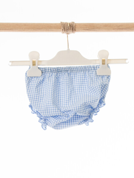 Külotlu Kız Çocuk Elbise 3-12 Ay 5105 Ekru - Mavi - 6