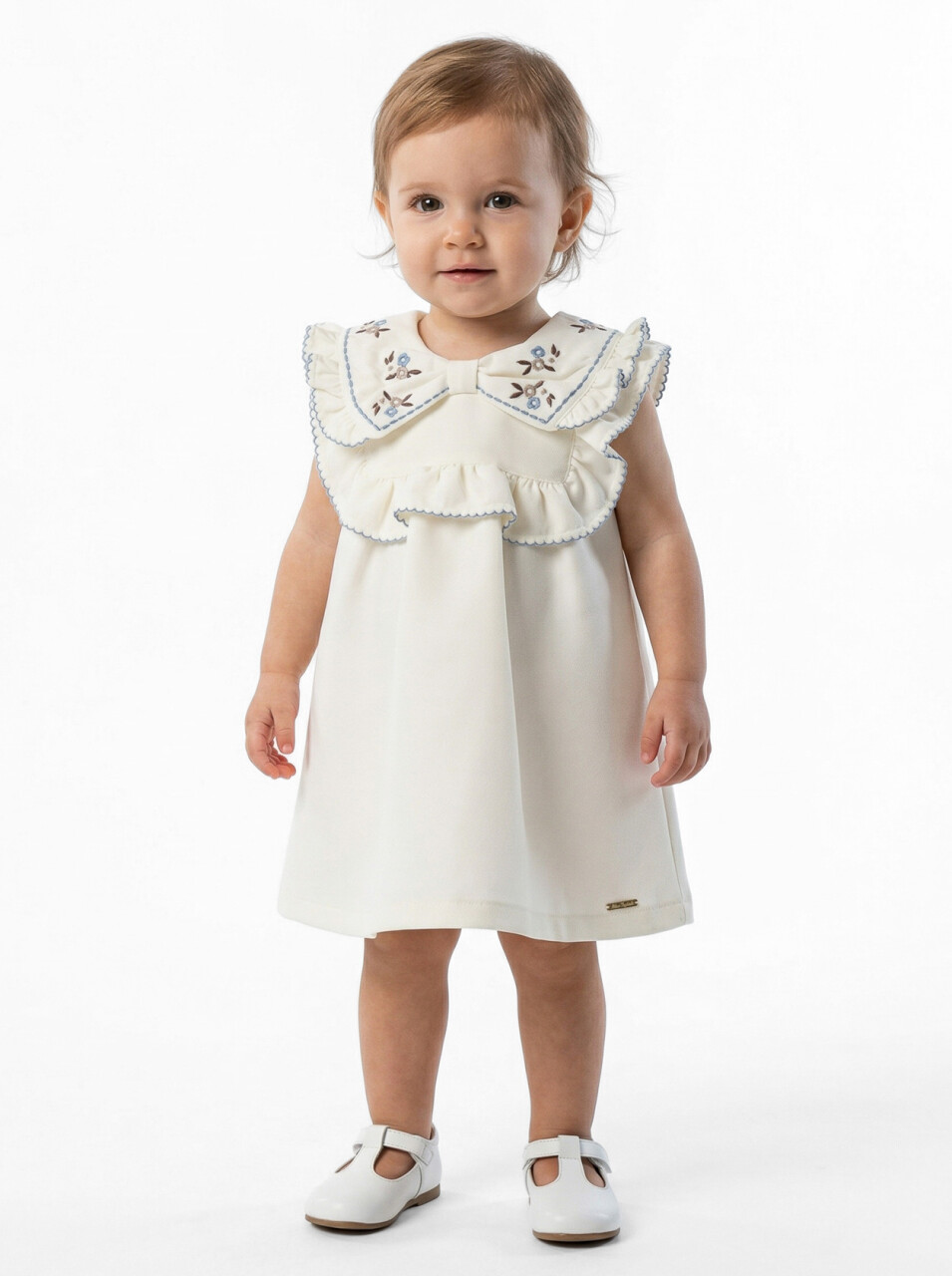 Külotlu Kız Çocuk Elbise 3-12 Ay 5106 Ekru - 1