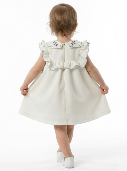 Külotlu Kız Çocuk Elbise 3-12 Ay 5106 Ekru - 2
