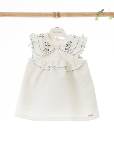 Külotlu Kız Çocuk Elbise 3-12 Ay 5106 Ekru - 3