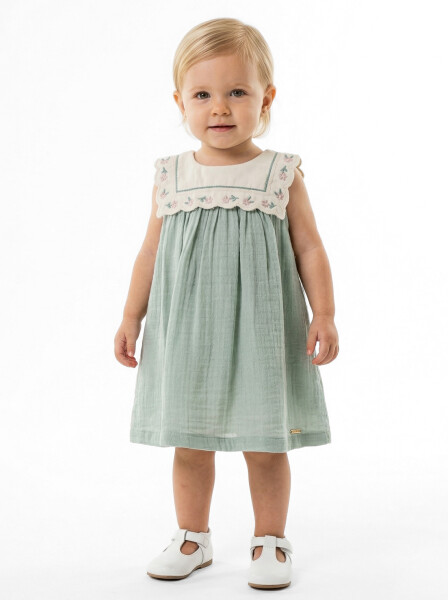 Kız Çocuk Yazlık Elbise 3-12 Ay 5120‬‎ Yeşil - Top Girl