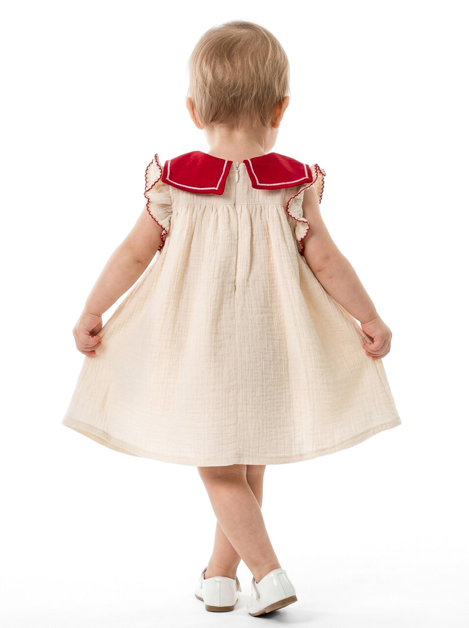 Kız Çocuk Yazlık Elbise 3-12 Ay 5115 Bej - Kırmız - 2