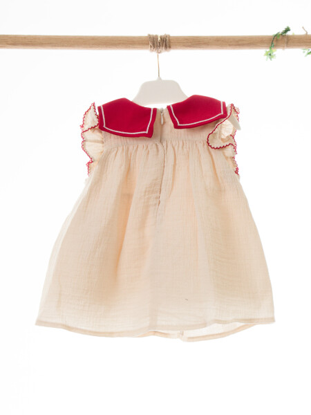 Kız Çocuk Yazlık Elbise 3-12 Ay 5115 Bej - Kırmız - 4
