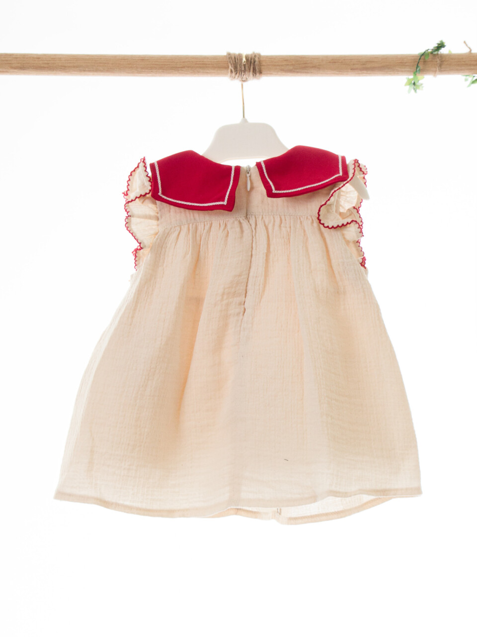 Kız Çocuk Yazlık Elbise 3-12 Ay 5115 Bej - Kırmız - 4