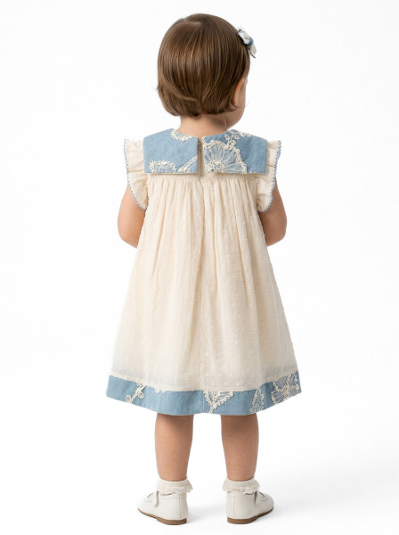 Kız Çocuk Yazlık Elbise 3-12 Ay 5118 Bej - Mavi - 2