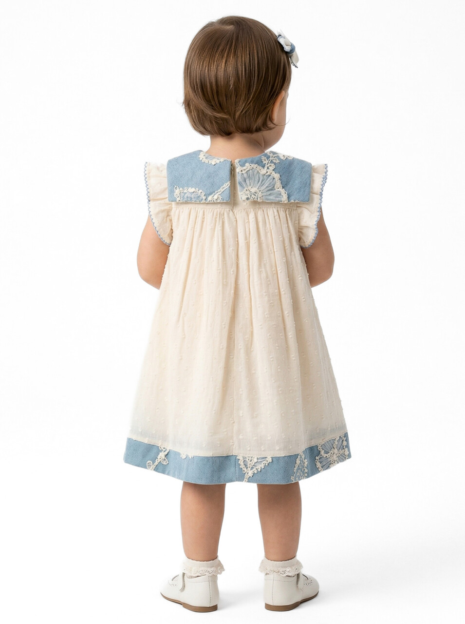 Kız Çocuk Yazlık Elbise 3-12 Ay 5118 Bej - Mavi - 2