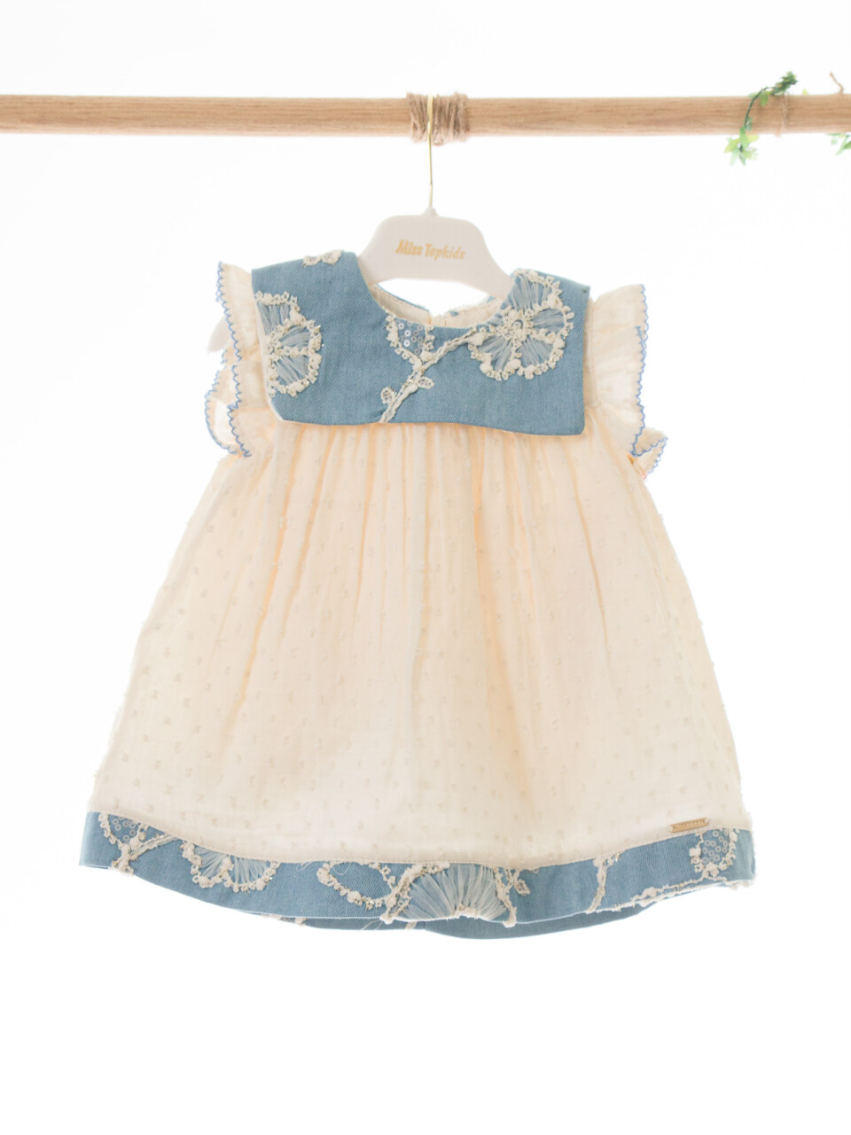 Kız Çocuk Yazlık Elbise 3-12 Ay 5118 Bej - Mavi - 3