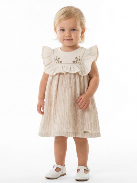 Kız Çocuk Yazlık Elbise 3-12 Ay 5121 Bej - Top Girl
