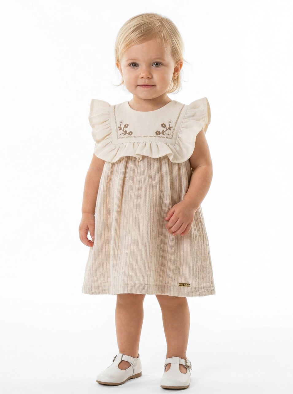 Kız Çocuk Yazlık Elbise 3-12 Ay 5121 Bej - 1