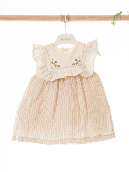 Kız Çocuk Yazlık Elbise 3-12 Ay 5121 Bej - 3