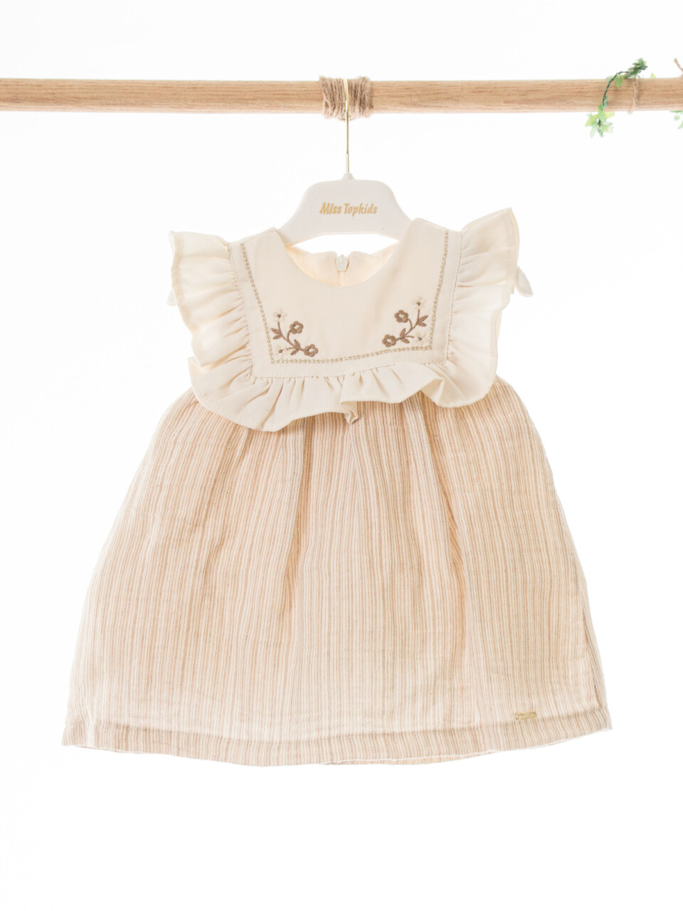 Kız Çocuk Yazlık Elbise 3-12 Ay 5121 Bej - 3