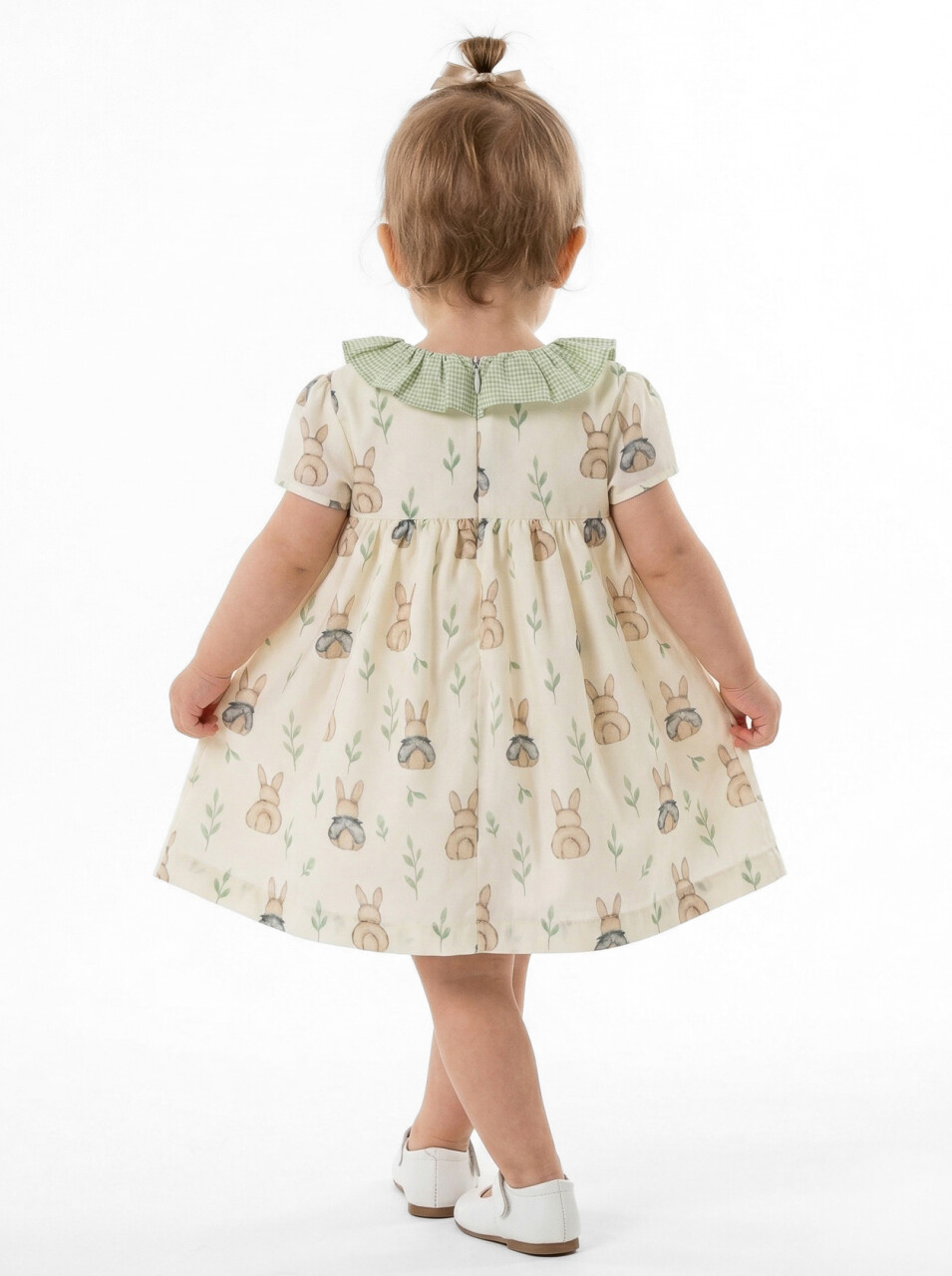 Külotlu Kız Çocuk Elbise 3-12 Ay 5112 Ekru - Yeşil - 2
