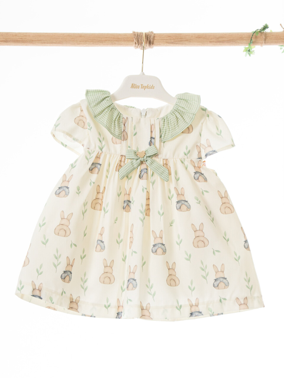 Külotlu Kız Çocuk Elbise 3-12 Ay 5112 Ekru - Yeşil - 3