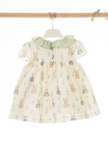 Külotlu Kız Çocuk Elbise 3-12 Ay 5112 Ekru - Yeşil - 4