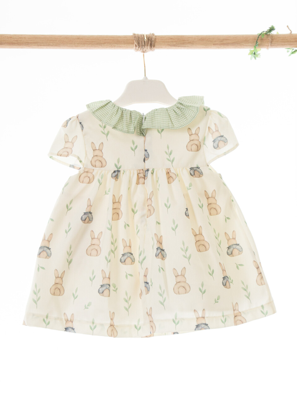 Külotlu Kız Çocuk Elbise 3-12 Ay 5112 Ekru - Yeşil - 4