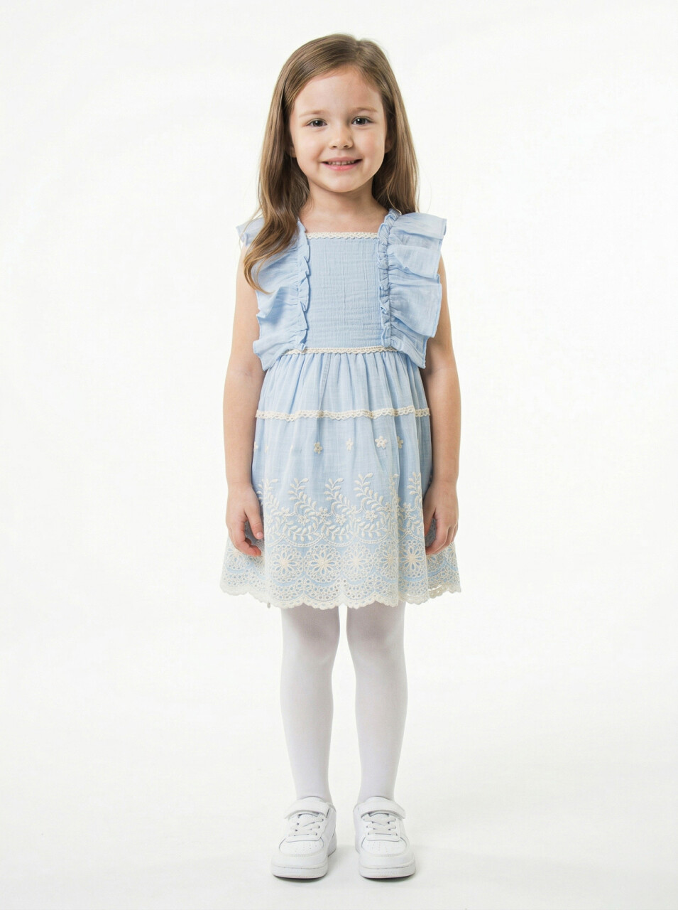 Kız Çocuk Yazlık Elbise 1-5 Yaş 5158 Mavi - 1