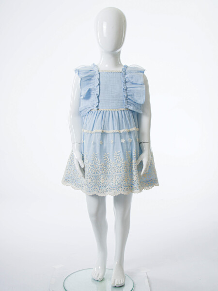 Kız Çocuk Yazlık Elbise 1-5 Yaş 5158 Mavi - 3