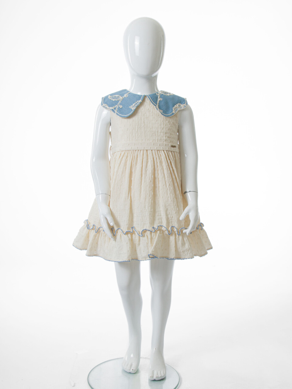 Kız Çocuk Yazlık Elbise 1-5 Yaş 5154 Ekru - Mavi - 3