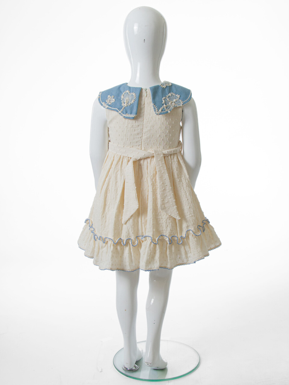 Kız Çocuk Yazlık Elbise 1-5 Yaş 5154 Ekru - Mavi - 4