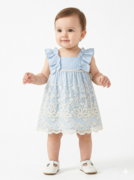 Kız Çocuk Yazlık Elbise 3-12 Ay 5117 Mavi - Top Girl