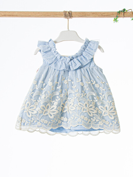 Kız Çocuk Yazlık Elbise 3-12 Ay 5117 Mavi - 4