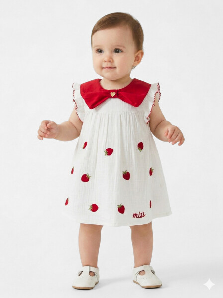 Külotlu Kız Çocuk Yazlık Elbise 3-12 Ay 5113 Beyaz - Top Girl