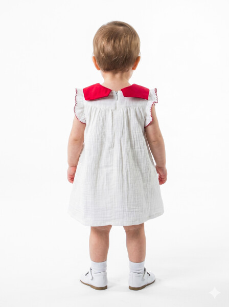 Külotlu Kız Çocuk Yazlık Elbise 3-12 Ay 5113 Beyaz - 2