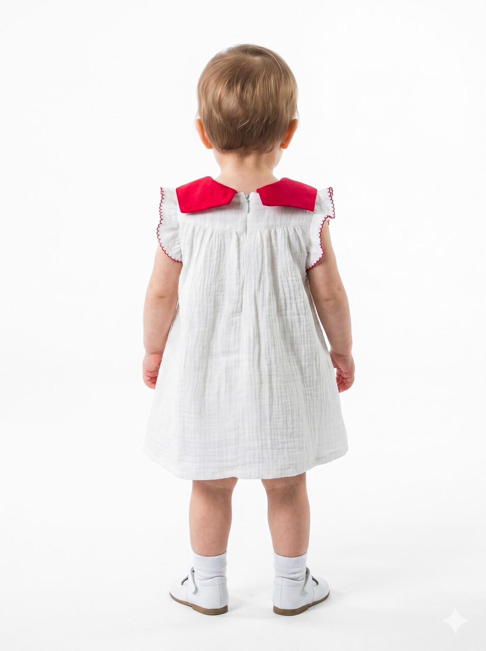 Külotlu Kız Çocuk Yazlık Elbise 3-12 Ay 5113 Beyaz - 2