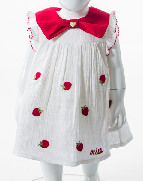 Külotlu Kız Çocuk Yazlık Elbise 3-12 Ay 5113 Beyaz - 4