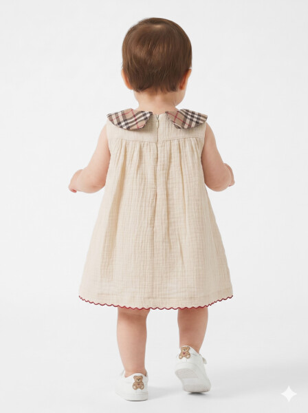Kız Çocuk Yazlık Elbise 3-12 Ay 5132 Ekru - 2