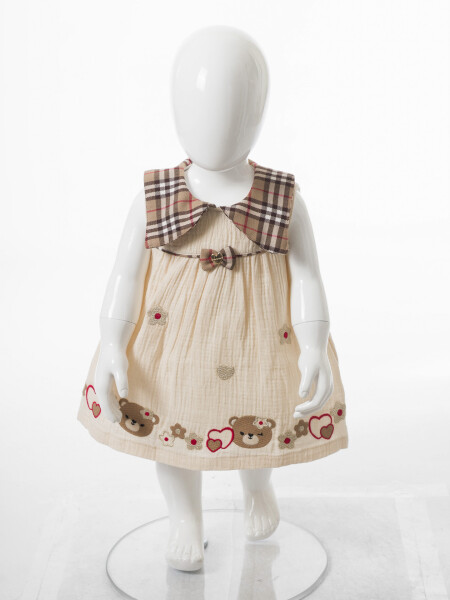 Kız Çocuk Yazlık Elbise 3-12 Ay 5132 Ekru - 3