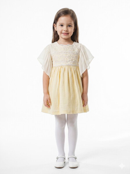 Kız Çocuk Yazlık Elbise 1-5 Yaş 5157 Sarı - Top Girl
