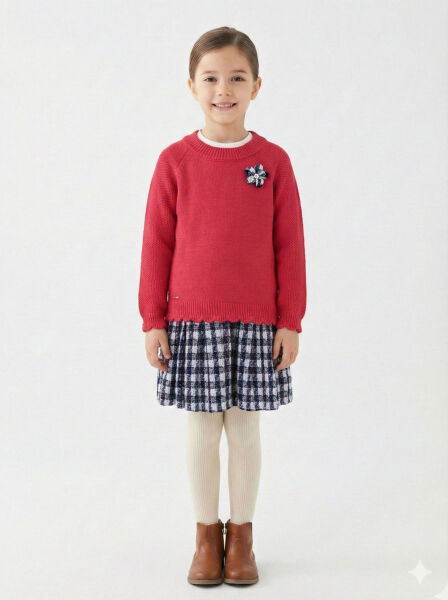 Kız Çocuk Elbise 8-12 Yaş 4063 Fuşye - Top Girl