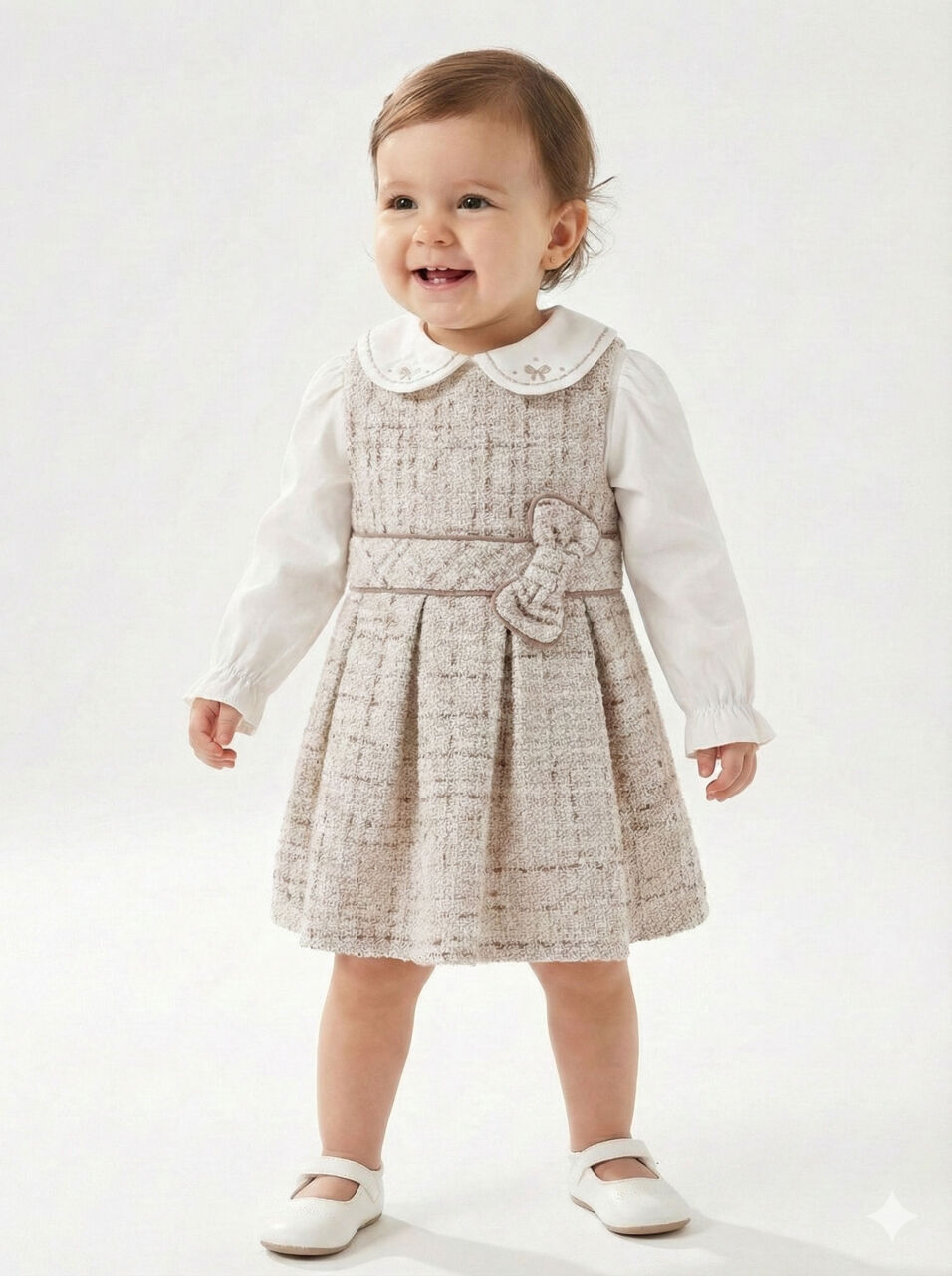 Kız Çocuk Elbise 1-5 Yaş 4747 Bej - 3