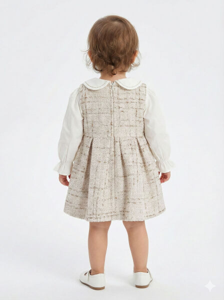 Kız Çocuk Elbise 1-5 Yaş 4747 Bej - 4