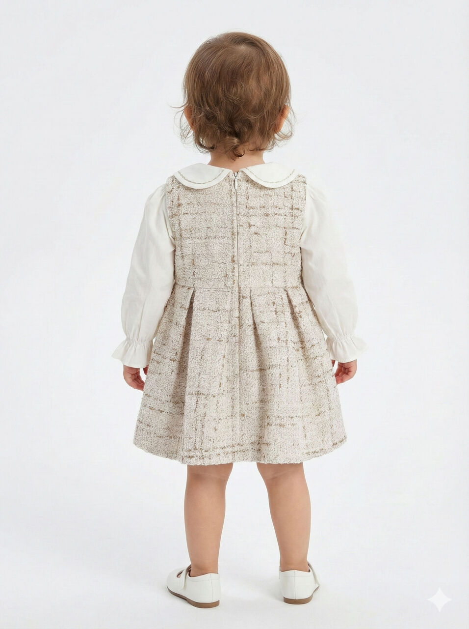 Kız Çocuk Elbise 1-5 Yaş 4747 Bej - 4