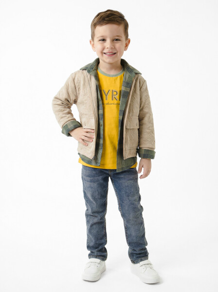 Erkek Çocuk 3'lu Alt Üst Takım 1-5 Yaş 2650 Bej - Top Kids