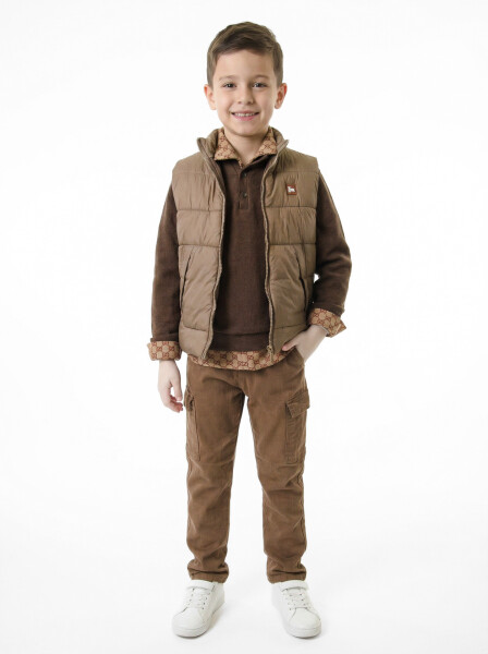 Erkek Çocuk 3'lu Alt Üst Takım 3-8 Yaş 2780 Kahverengi - Top Kids