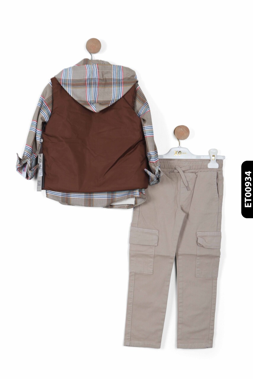 Erkek Çocuk 4'lu Alt Üst Takım 2-7 Yaş 4493 Kahverengi - 2