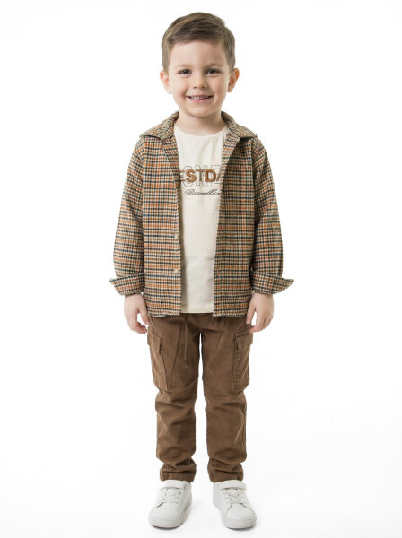 Erkek Çocuk 4'lu Alt Üst Takım 2-7 Yaş 4502 Bej - 3